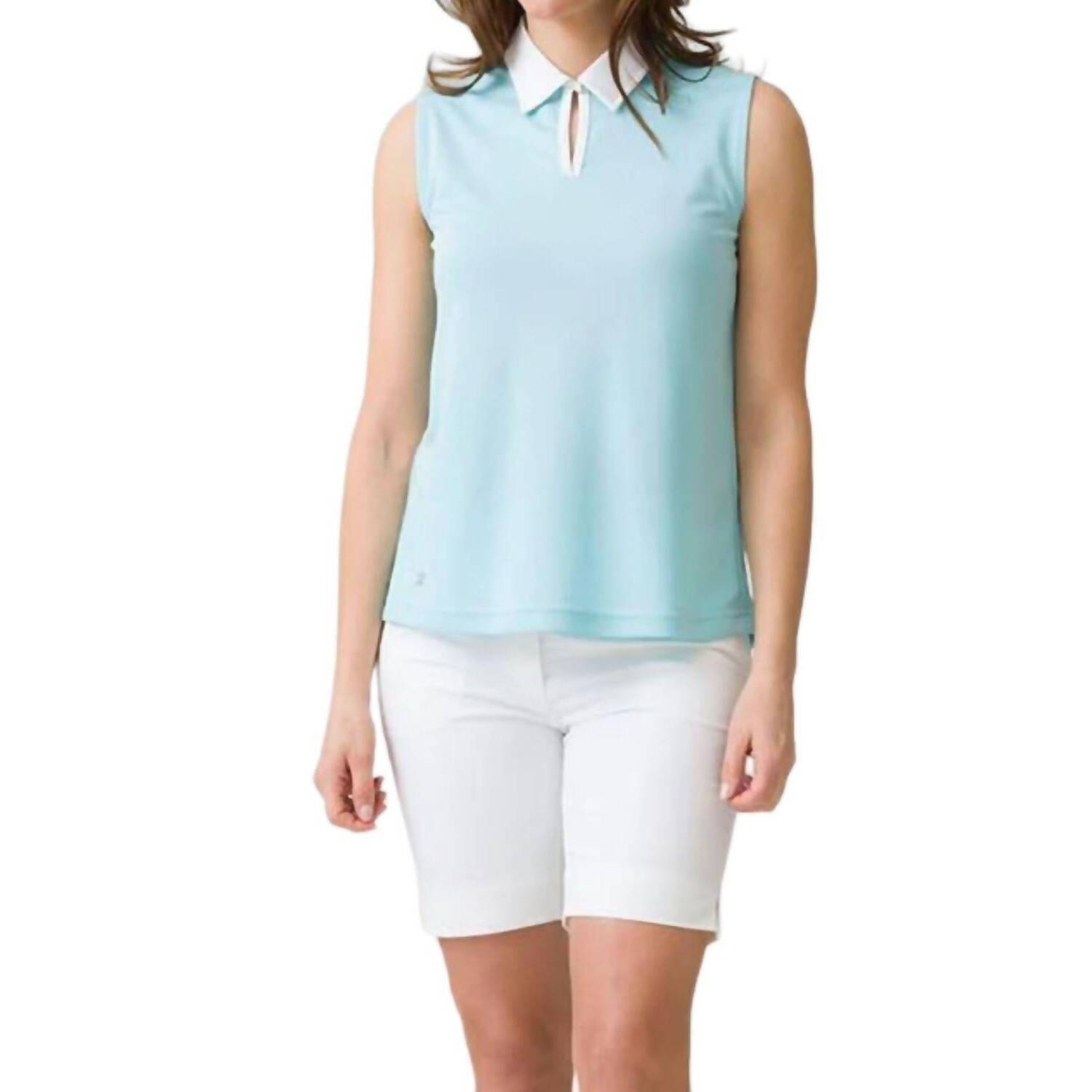 New Daily Sports Stacia Sleeveless Polo Shirt In Azul